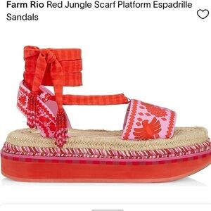 Farm Rio Red Jungle Scarf Platform Espadrille Sandals